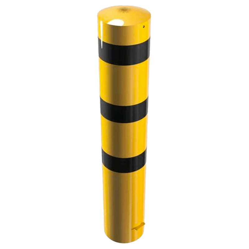 Poteau de protection Ø273mm acier galvanisé - jaune/noir - 1500/2000mm - avec ancrage au sol