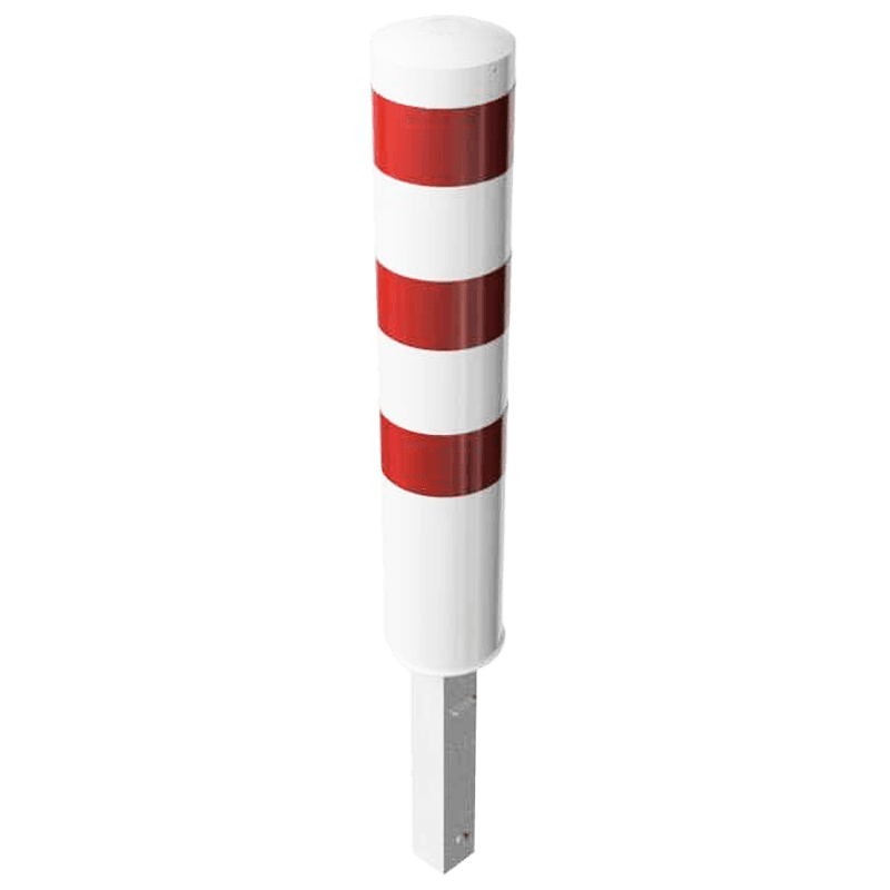 Rampaal Ø193mm staal verzinkt - wit/rood - 1000mm - verwijderbaar met grondstuk