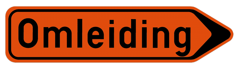 Vlak omleidingsbord F41 - Wegwijzer omleidingsweg