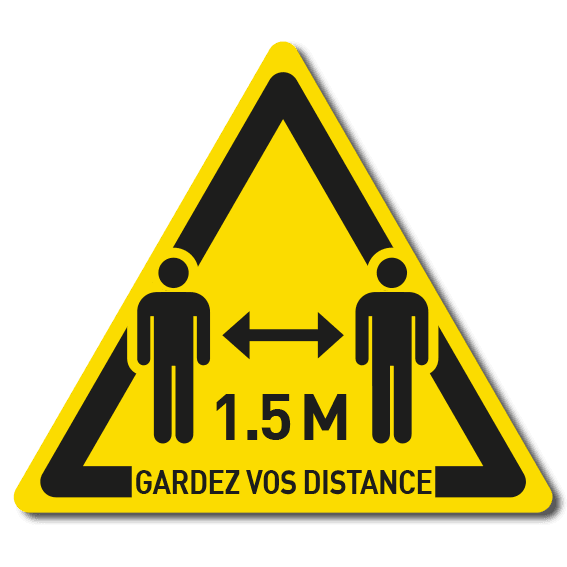 Autocollant ou panneau - Respecter une distance de 1,5 mètre