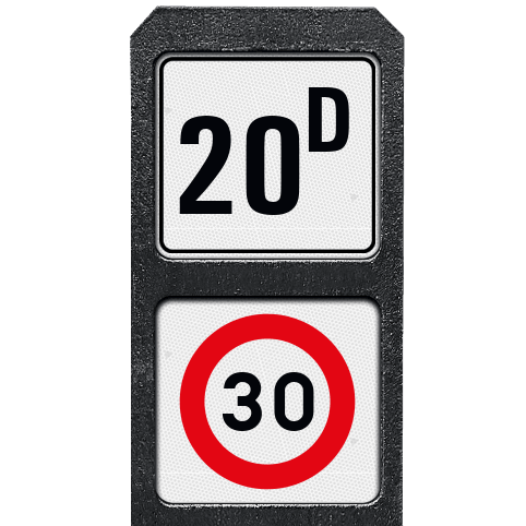Verzwaarde bermpaal met 2 borden tekst/symbool - Assenede