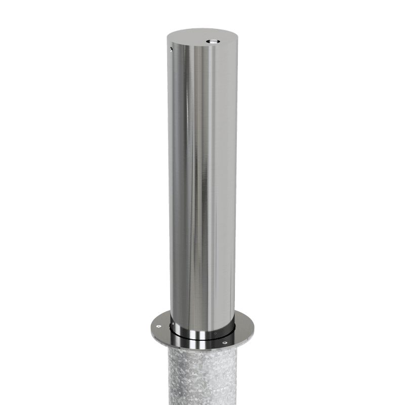 Inzinkbare RVS afzetpaal 750xØ154mm - semi automatisch met driekantslot
