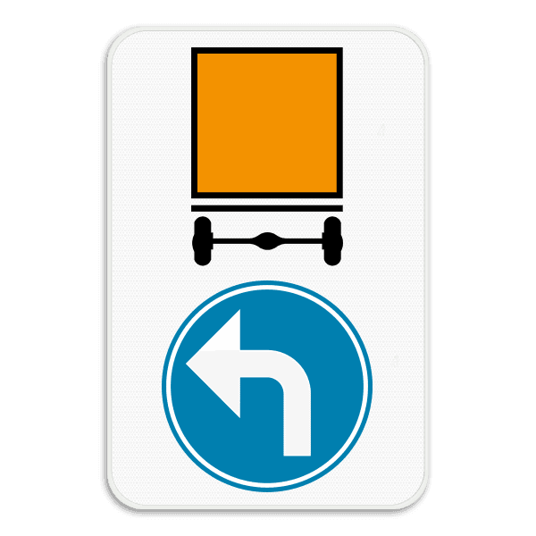 Panneau SB250 - D4 gauche - Obligation pour les véhicules transportant des marchandises dangereuses de suivre la direction indiquée par la flèche