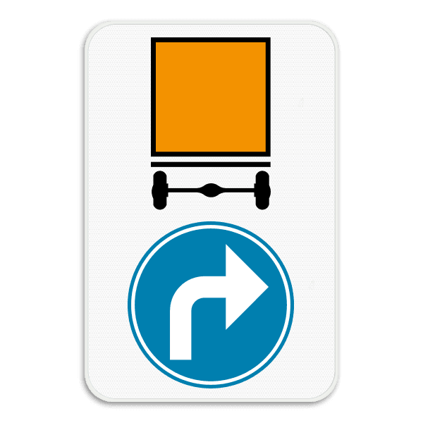 Panneau SB250 - D4 droite - Obligation pour les véhicules transportant des marchandises dangereuses de suivre la direction indiquée par la flèche