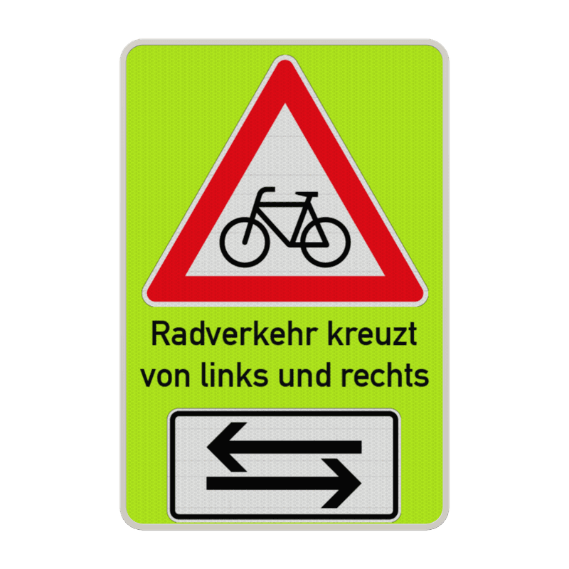 Warnschilder - Radverkehr kreuzt von links und rechts