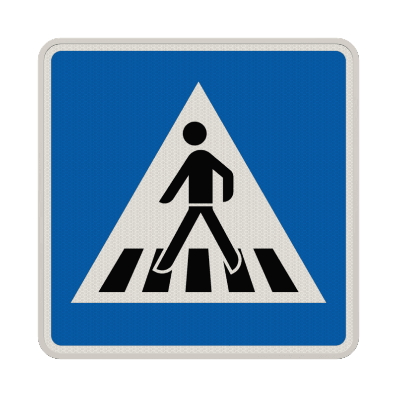 Verkehrszeichen 350-20 - Fußgängerüberweg Aufstellung links