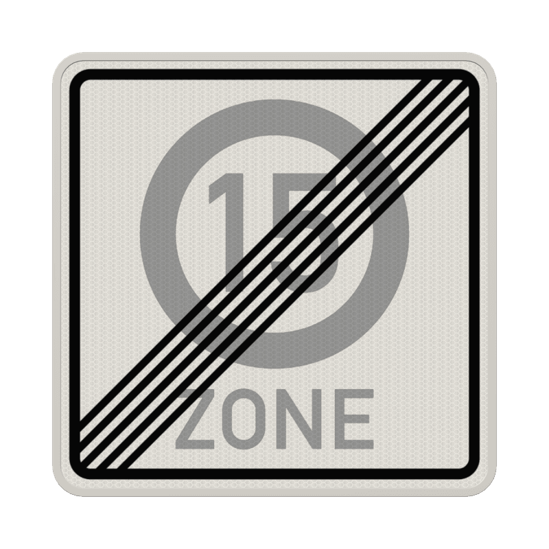 Verkehrszeichen 274.2-15 - Ende Tempo 15-Zone