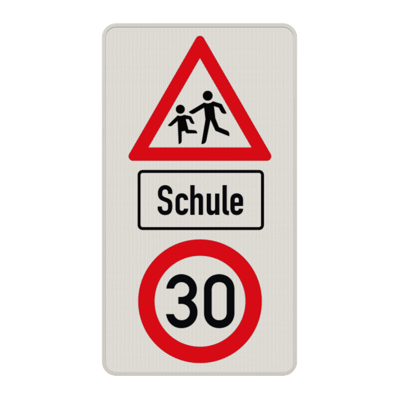 Warnschilder - Achtung, Kinder! Schule mit Geschwindigkeitsbegrenzung