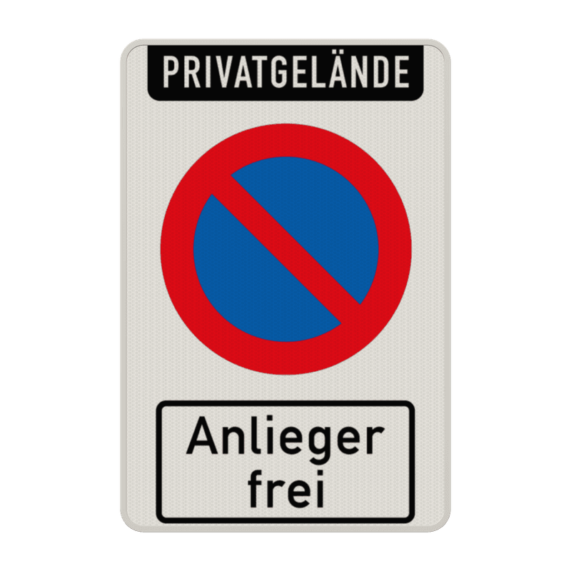 Parkverbotsschilder - Privatgrundstück, Eingeschränktes Haltverbot, Anlieger frei