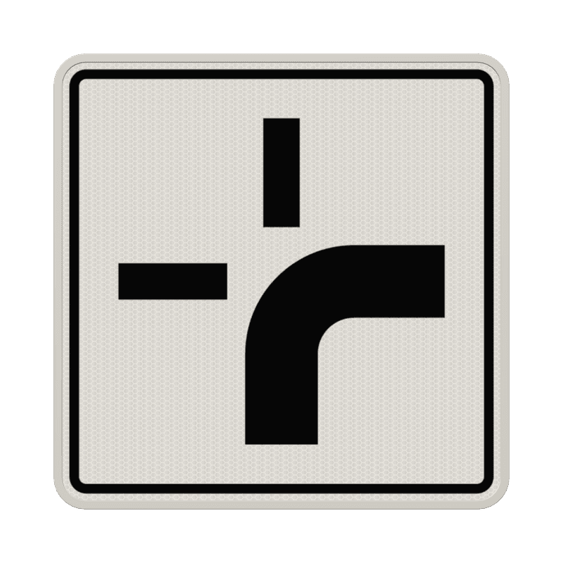 Verkehrszeichen 1002-20 - Verlauf der Vorfahrtstraße an Kreuzungen (von unten nach rechts)
