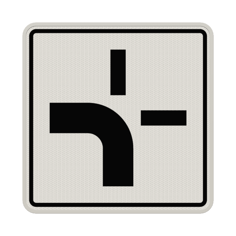 Verkehrszeichen 1002-10 - Verlauf der Vorfahrtstraße an Kreuzungen (von unten nach links)