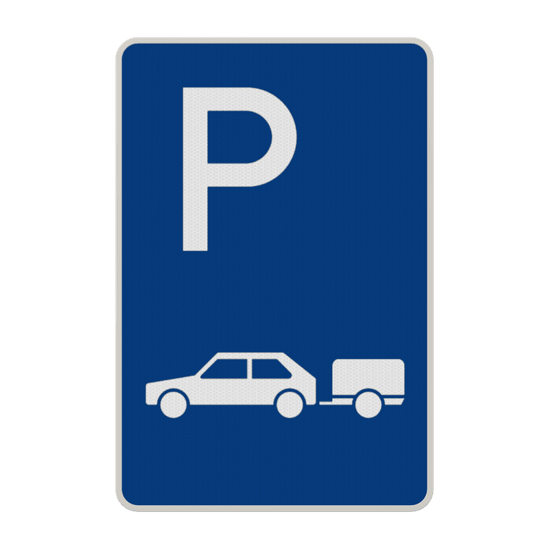 Parkplatzschild für Personenkraftwagen mit Anhänger