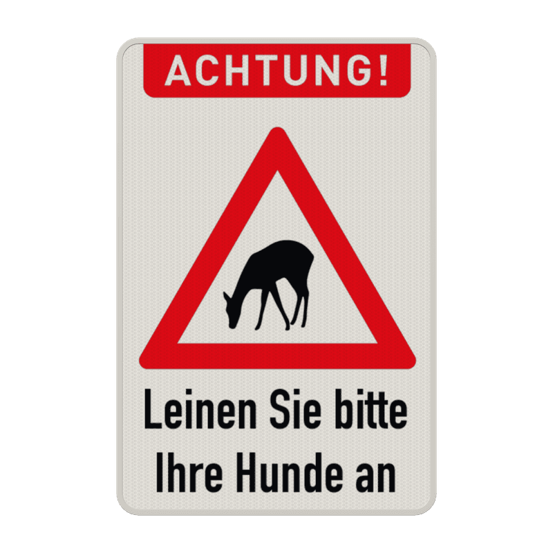 Warnschilder - Achtung Tiere, Leinen Sie bitte Ihre Hunde an