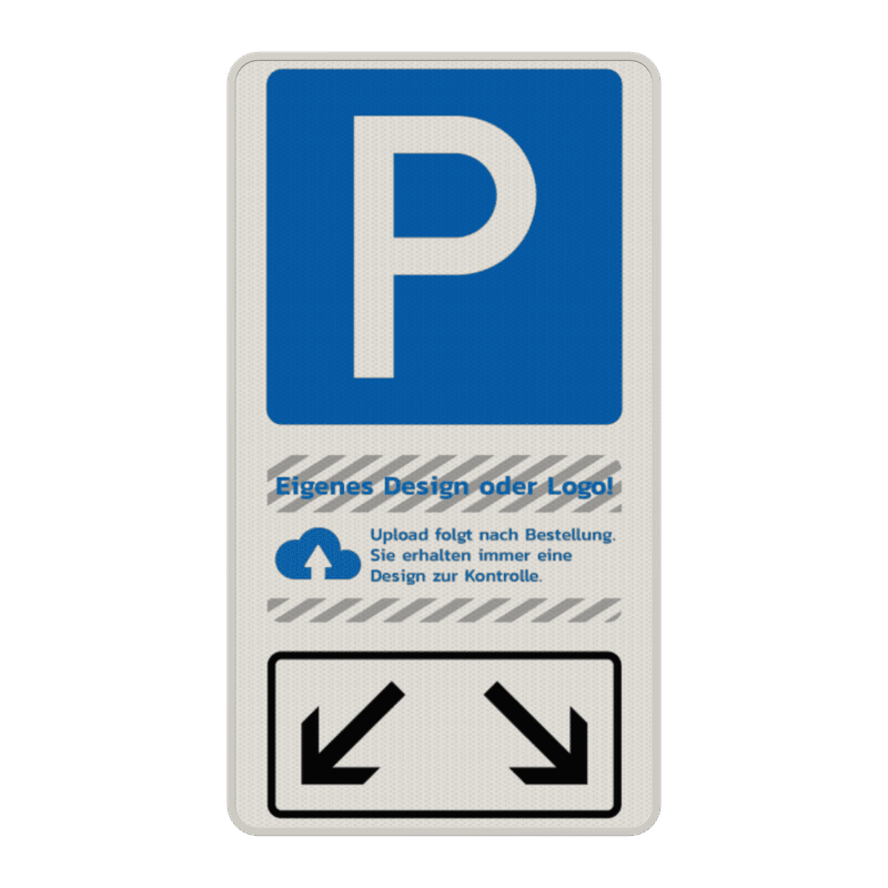 Parkschilder - Parkplatz für zwei Fahrzeuge mit Logo