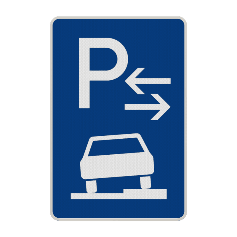 Verkehrszeichen 315-58 - Parken halb auf Gehwegen (Mitte)