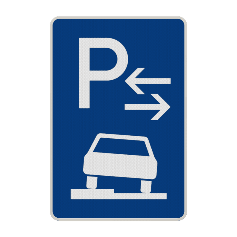 Verkehrszeichen 315-53 - Parken halb auf Gehwegen (Mitte)