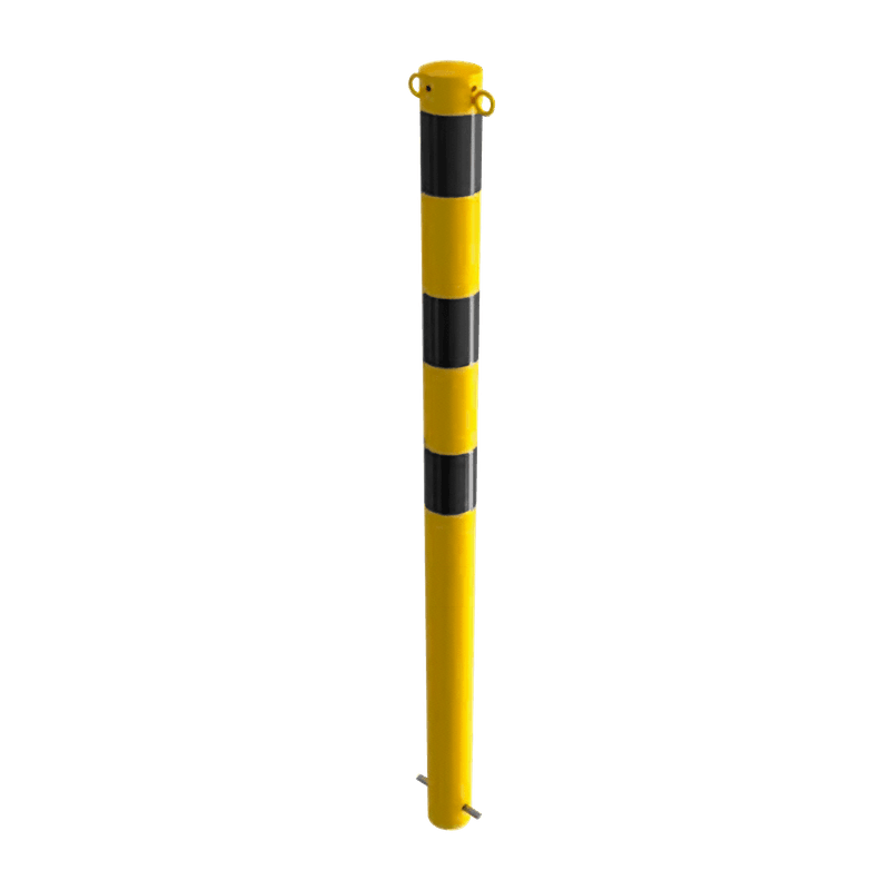 Kettenpfosten Stahl 900 mm – gelb/schwarz – zum Einbetonieren