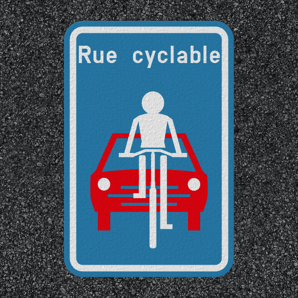 Marquage thermoplastique rue cyclable - plusieurs dimensions