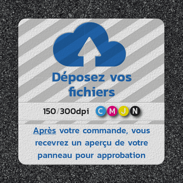 Marquage thermoplastique personnalisé - fichier client et dimensions sur mesure