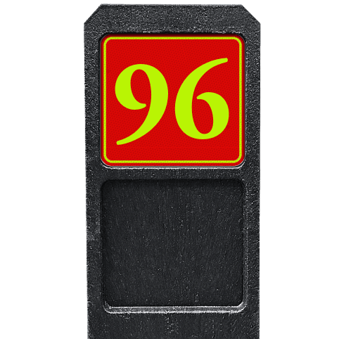 Poteau de numéro de maison avec panneau rouge-jaune réfléchissant fluorescent