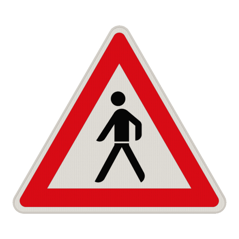 Verkehrszeichen 133-10 - Fußgänger! Aufstellung rechts
