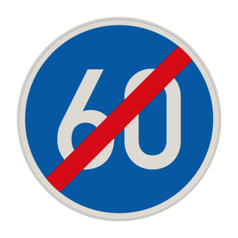 Verkehrszeichen 279-60 - Ende der vorgeschriebenen Mindestgeschwindigkeit 60 km/h