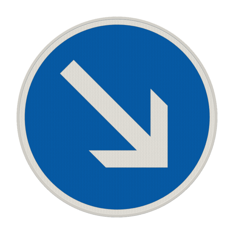 Verkehrszeichen 222-20 - Vorgeschriebene Vorbeifahrt – rechts vorbei