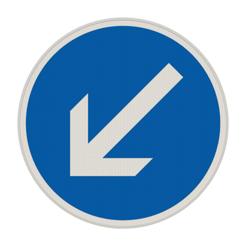 Verkehrszeichen 222-10 - Vorgeschriebene Vorbeifahrt – links vorbei