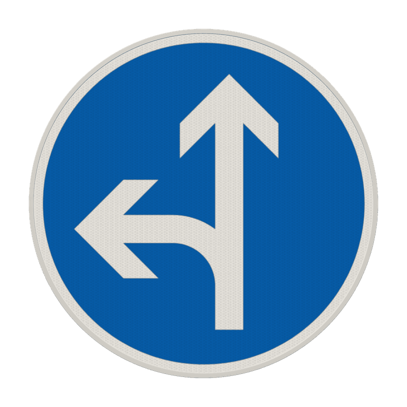 Verkehrszeichen 214-10 - Vorgeschriebene Fahrtrichtung – geradeaus oder links