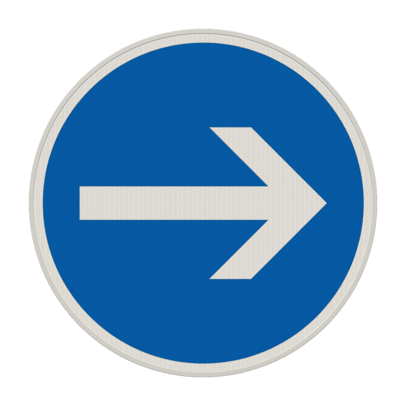 Verkehrszeichen 211-20 - Vorgeschriebene Fahrtrichtung – hier rechts