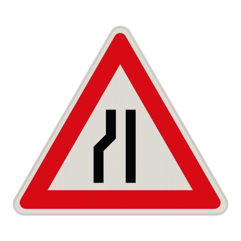 Verkehrszeichen 121-20 - Einseitig (links) verengte Fahrbahn