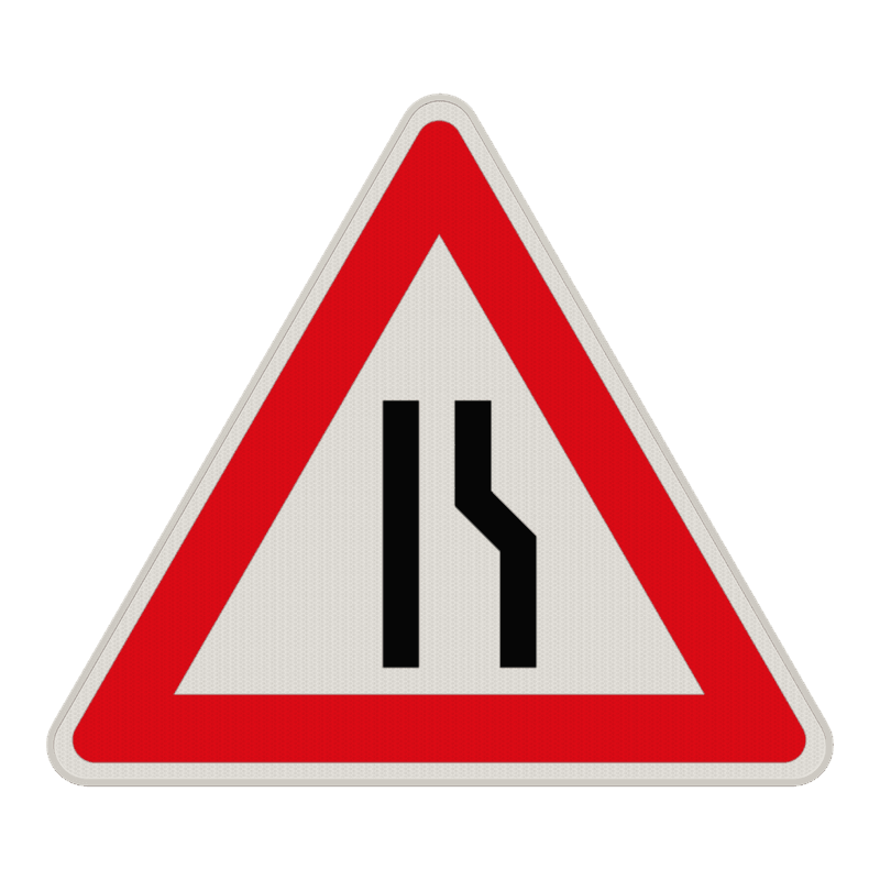 Verkehrszeichen 121-10 - Einseitig (rechts) verengte Fahrbahn