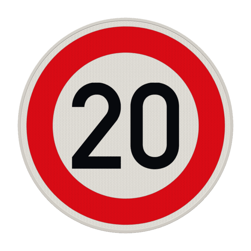 Verkehrszeichen 274-20 - Zulässige Höchstgeschwindigkeit 20 km/h