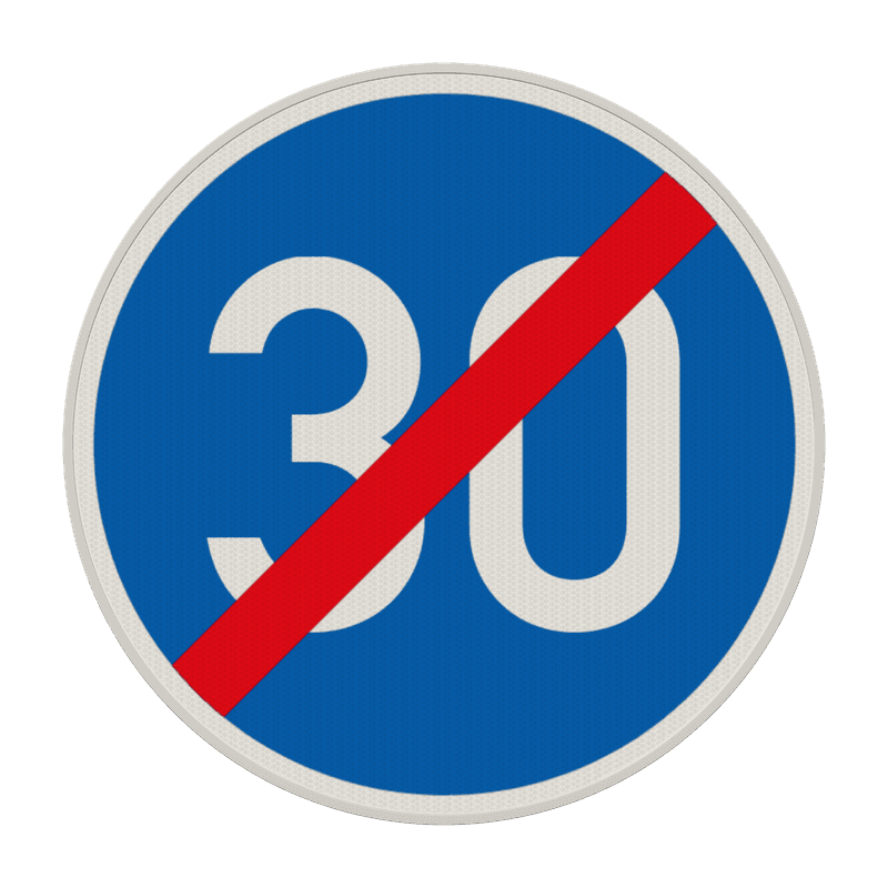 Verkehrszeichen 279-30 - Ende der vorgeschriebenen Mindestgeschwindigkeit 30 km/h