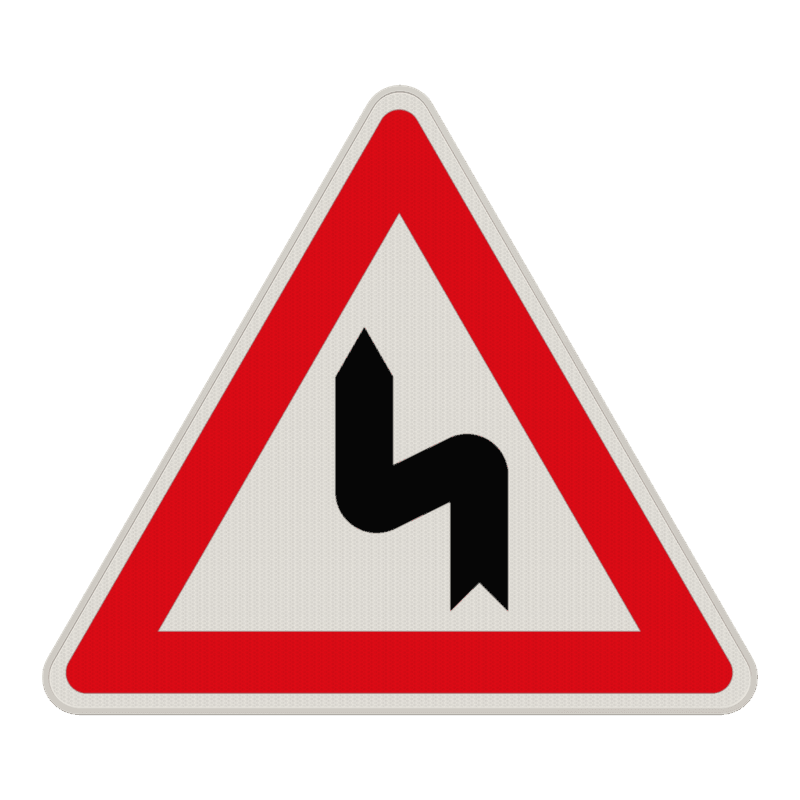 Verkehrszeichen 105-10 - Doppelkurve (zunächst links)