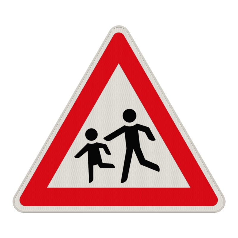 Verkehrszeichen 136-10 - Achtung, Kinder! Aufstellung rechts