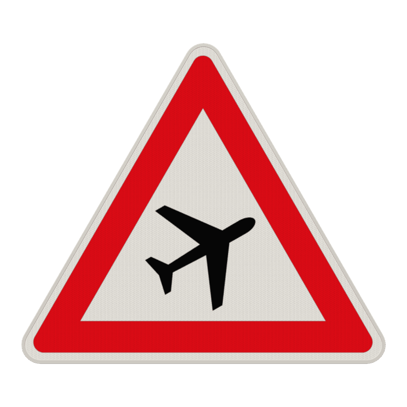 Verkehrszeichen 101-20 - Flugbetrieb, Aufstellung links