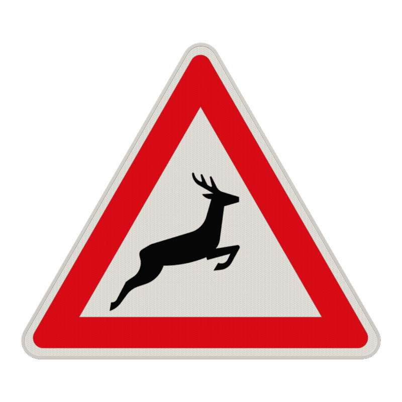 Verkehrszeichen 142-20 - Wildwechsel! Aufstellung links