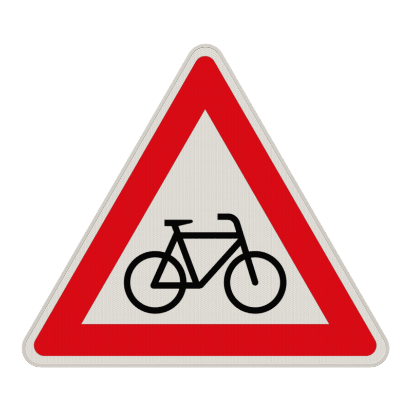 Verkehrszeichen 138-20 - Radfahrer / Radverkehr! Aufstellung links