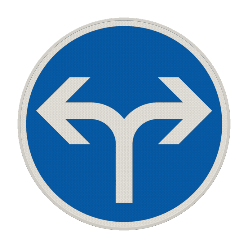 Verkehrszeichen 214-30 - Vorgeschriebene Fahrtrichtung links oder rechts
