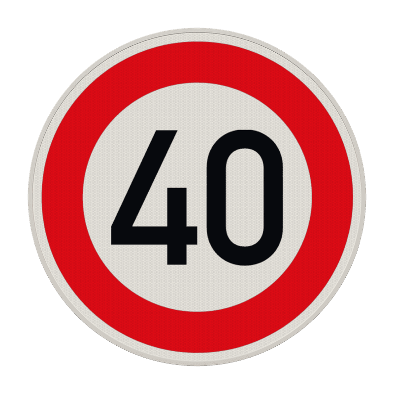Verkehrszeichen 274-40 - Zulässige Höchstgeschwindigkeit 40 km/h
