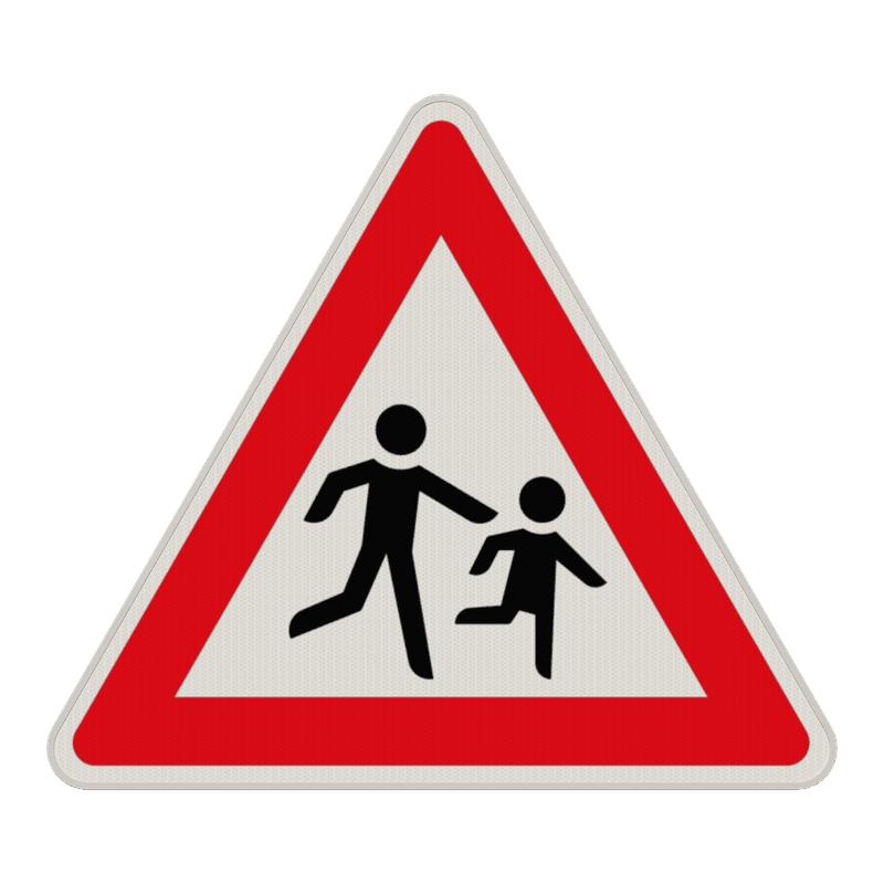 Verkehrszeichen 136-20 - Achtung, Kinder! Aufstellung links