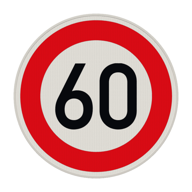Verkehrszeichen 274-60 - Zulässige Höchstgeschwindigkeit 60 km/h