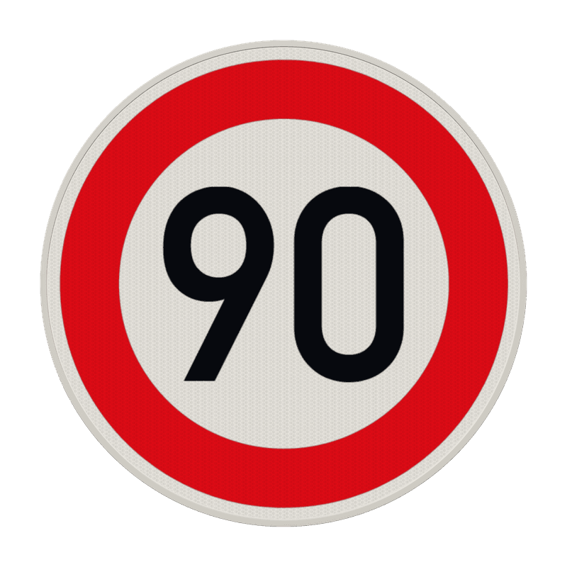 Verkehrszeichen 274-90 - Zulässige Höchstgeschwindigkeit 90 km/h