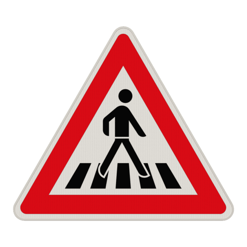 Verkehrszeichen 101-21 - Fußgängerüberweg, Aufstellung links