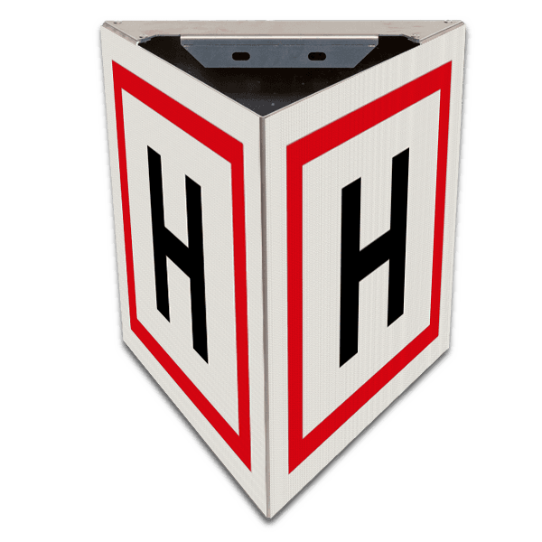 Bluswaterhydrant bord 3-HOEK met montagebeugels - reflecterend