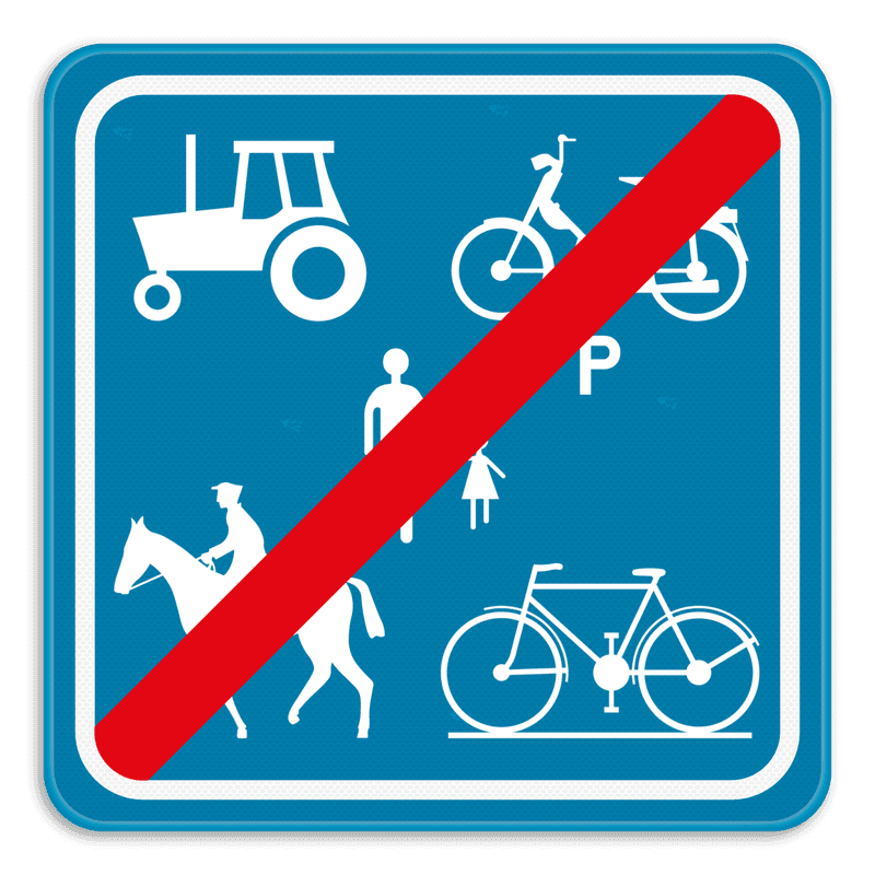 Verkeersbord SB250 F101c - Einde voorbehouden weg