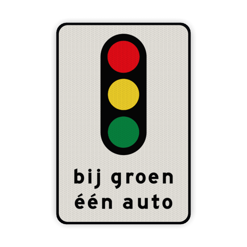 Verkeersbord RVV VR08 bij groen één auto