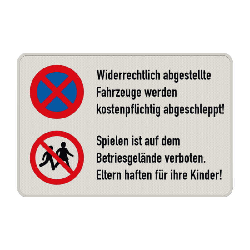 Kombinationsschilder - Betriebsgelände, Absolutes Haltverbot - Kinder verboten