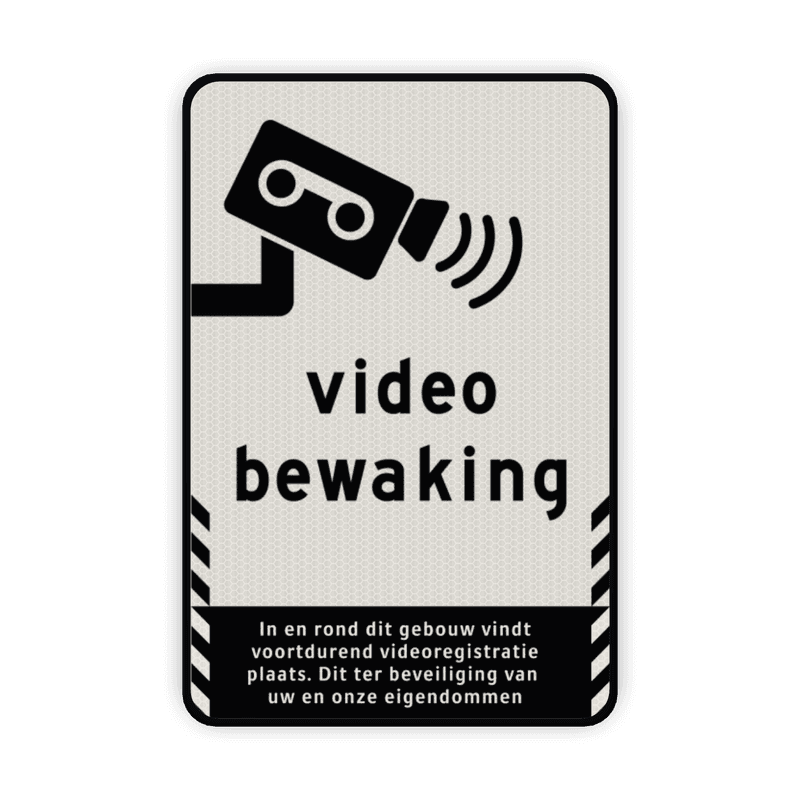 Standaard informatiebord videobewaking met pictogram en tekst